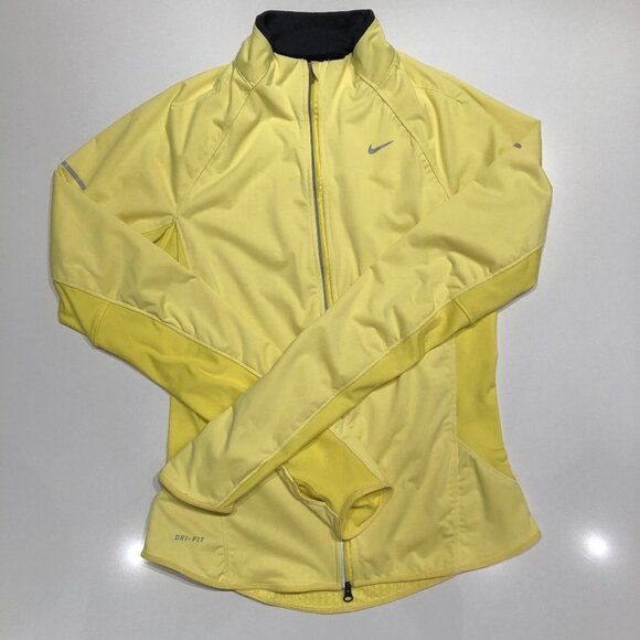 Nike Dri-Fit Fitted Duotone Full Zip Running Jacket Yellow in Size S - Picture 1 of 13